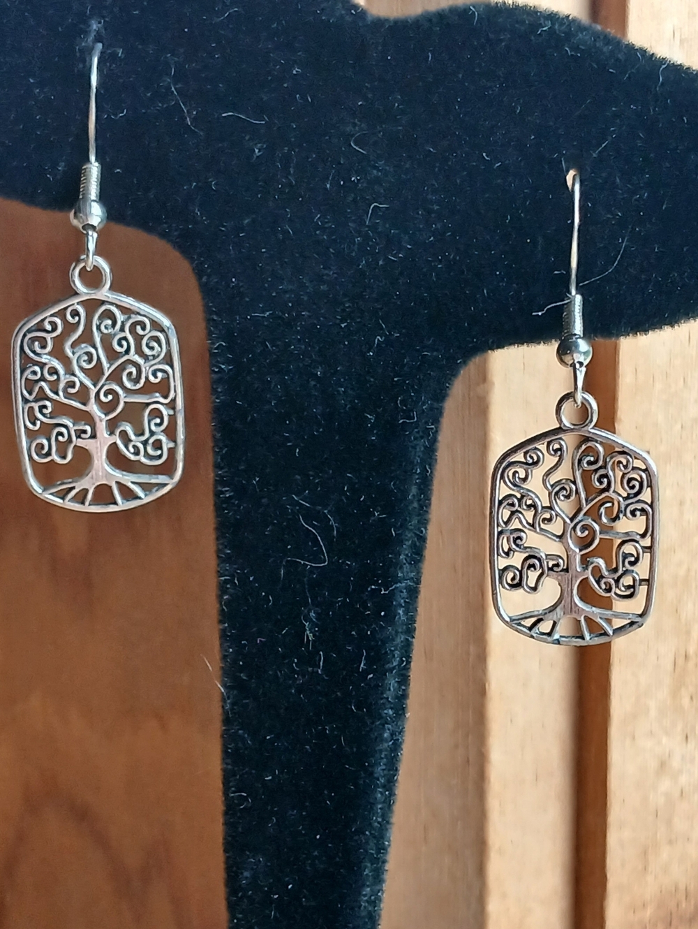 925 Sterling Silver Tree of Life Shepherd Hook Earrings